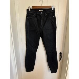 Splendid Black Coated High Rise Skinny Jeans Womens Size 28 Faux Leather Look